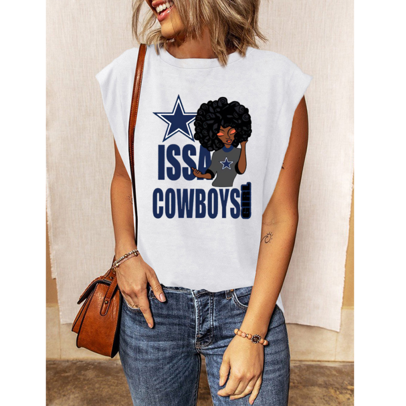 Dallas Cowboys Round Collar Short Sleeves Loose T-Shirt