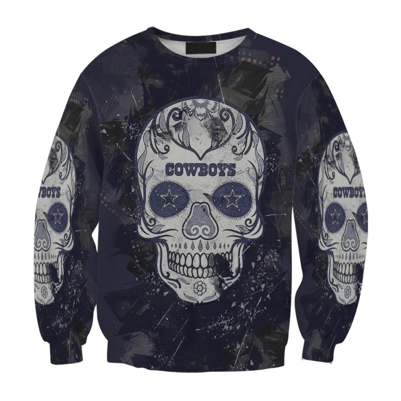 Dallas Cowboys Skull Flowers City Gift For Fan 3D Full Printing Sweatshirt