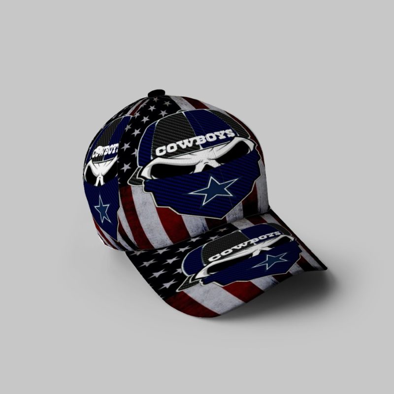 Dallas Cowboys Skull Wearing Mask Flag 3D Printing Baseball Cap Classic Hat - Potatoke