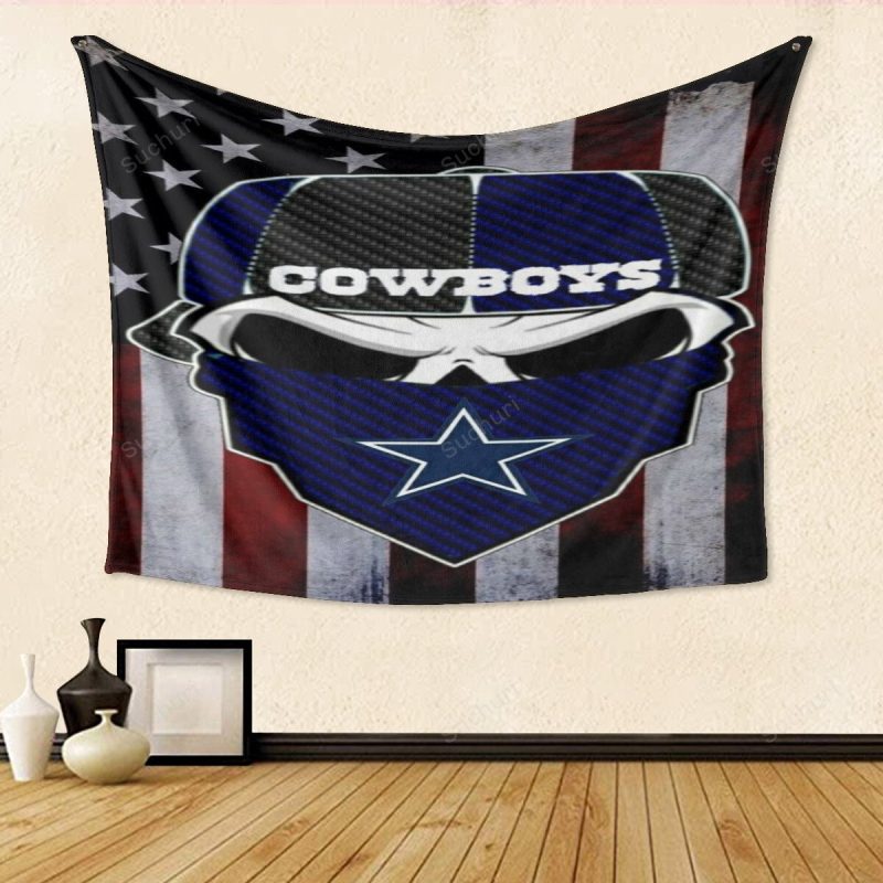 Dallas Cowboys Skull Wearing Mask Flag Gift For Fan 3D Full Printing T