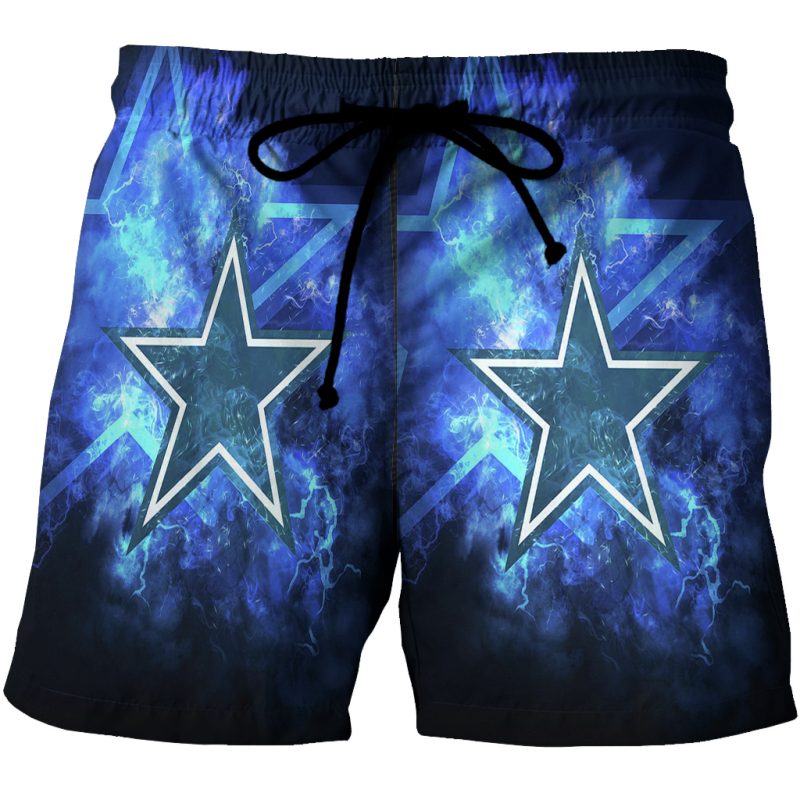 Dallas Cowboys Star Lighting Thunder 3D All Over Print Summer Beach Hawaiian Short