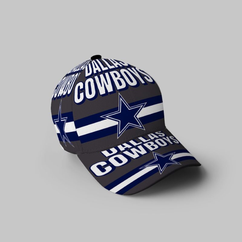 Dallas Cowboys Star Navy White Line 3D Printing Baseball Cap Classic Hat - Potatoke