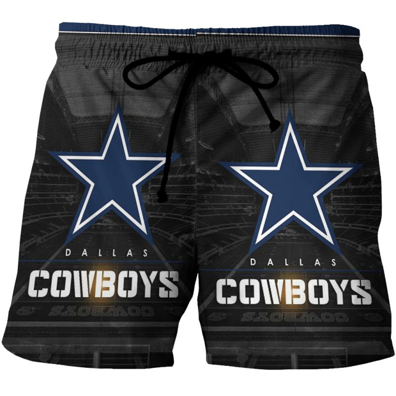 Dallas Cowboys Star Stadium 3D All Over Print Summer Beach Hawaiian Short