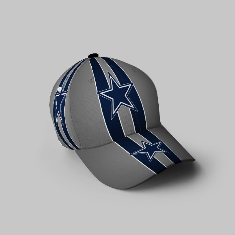 Dallas Cowboys Star Striped Gray 3D Printing Baseball Cap Classic Hat - Potatoke