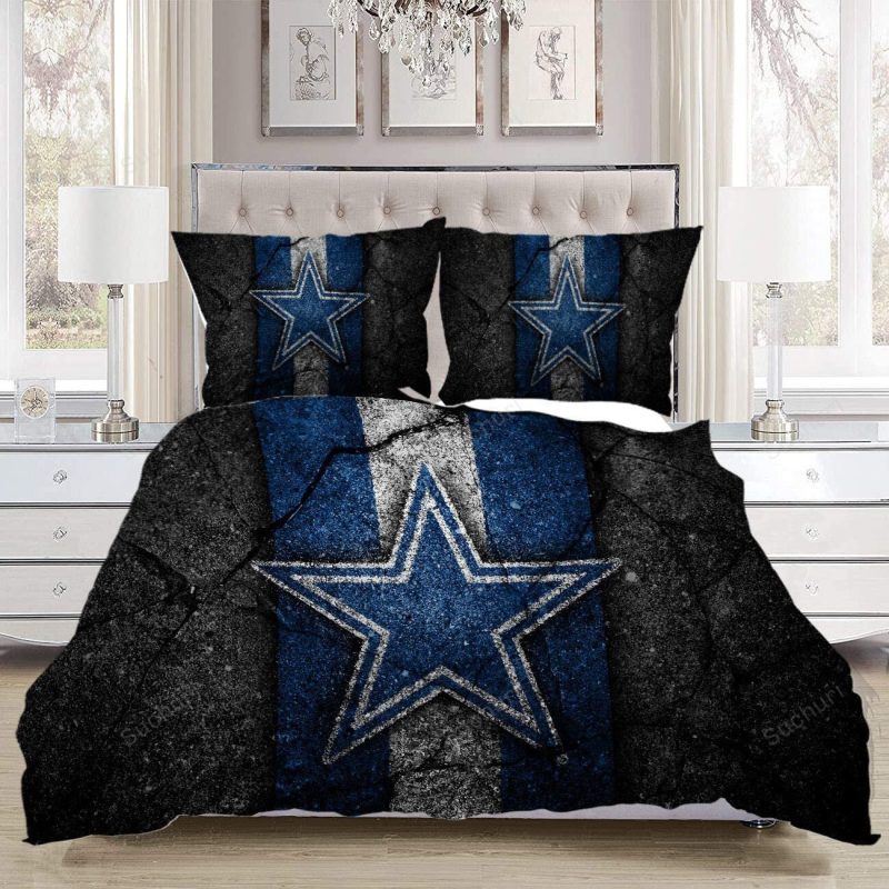 Dallas Cowboys Team Crack Logo 3PCS Bedding Set Duvet Cover And Pillow