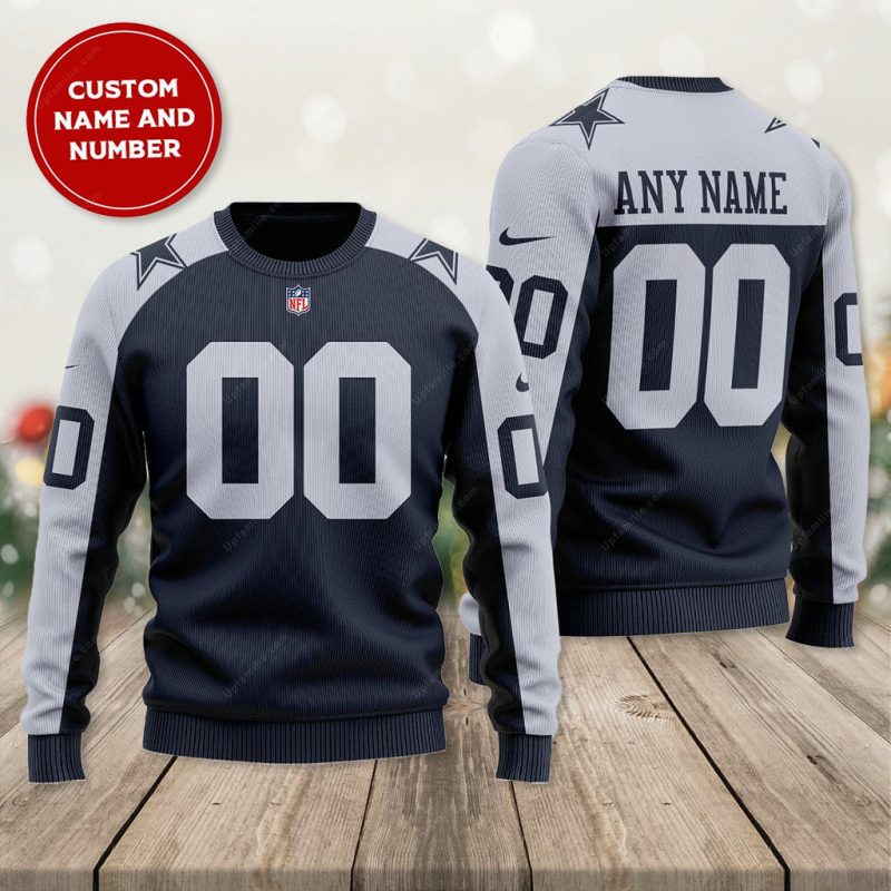 Dallas Cowboys Ugly Sweater, Navy Branded Personalized Ugly Christmas Sweater 3D, Presents For Christmas