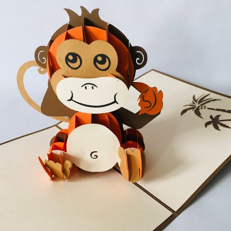 Monkey, 3D Card , Pop-Up Card , Folding Card - Image 2