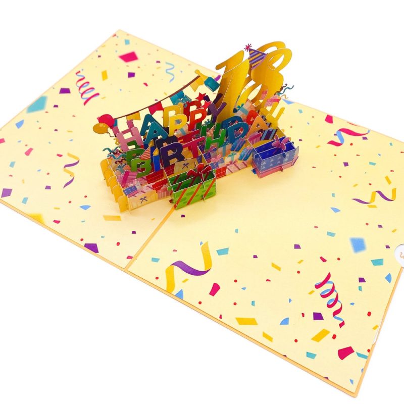 Liif Happy 18Th With Balloons & Gifts 3D Greeting Pop Up Birthday Card, Happy 18Th Birthday Card - For Boy, Girl, Son, Daughter - Image 2