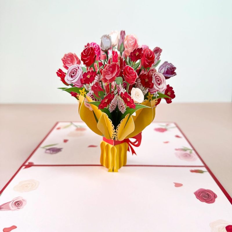 Rose Bouquet Pop-Up Card, Anniversary Gift Card, Mother Day,Gift For Mom, Gift For Her. - Image 4