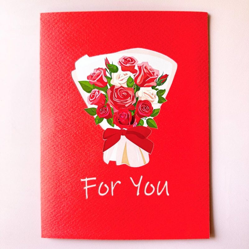 Rose Bouquet Pop-Up Card, Anniversary Gift Card, Mother Day,Gift For Mom, Gift For Her. - Image 3