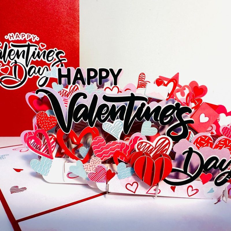 Happy Valentine'S Day - Love Heart Garden Stake - 3D Pop Up Greeting Card Handmade With Love