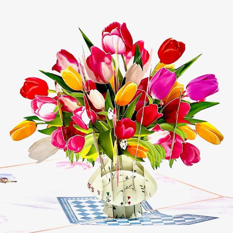 Personalisation 3D Pop-Up Tulip Bouquet Card - Elegant Floral Gift For Birthdays