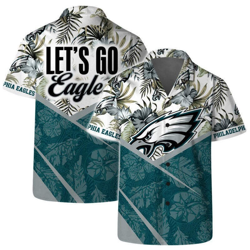 Let’s Go Philadelphia Eagles Team Logo Pattern Hawaiian Shirt - TeeAloha