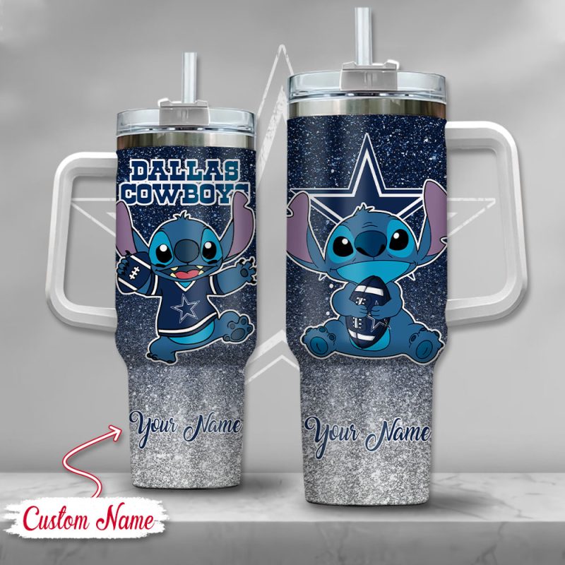 NFL Dallas Cowboys Stitch Glitter Custom Stanley Cup 40 oz 30 oz Tumbler With Handle | StormMerch