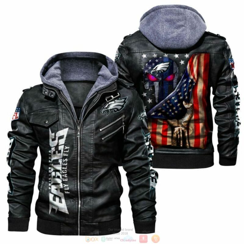 NFL Philadelphia Eagles Punisher Skull Leather Jacket