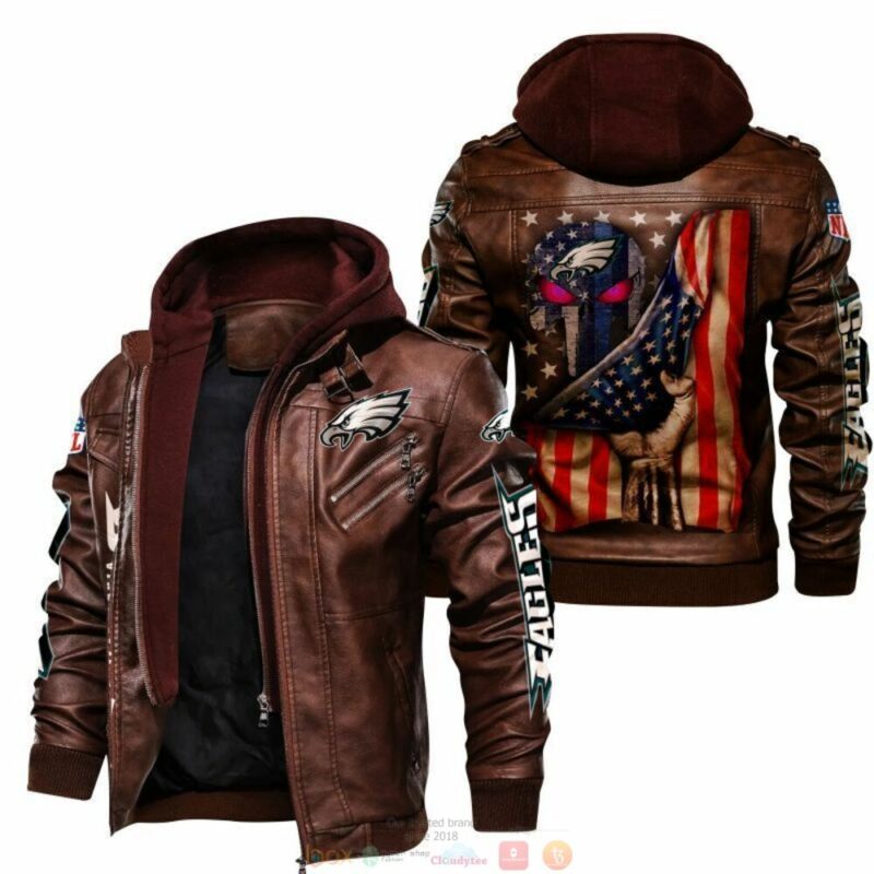 NFL Philadelphia Eagles Punisher Skull Leather Jacket