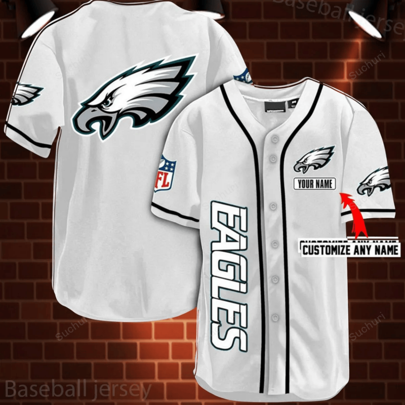 Personalized Nfl Philadelphia Eagles Logo 3d Baseball Jersey - Zimusto