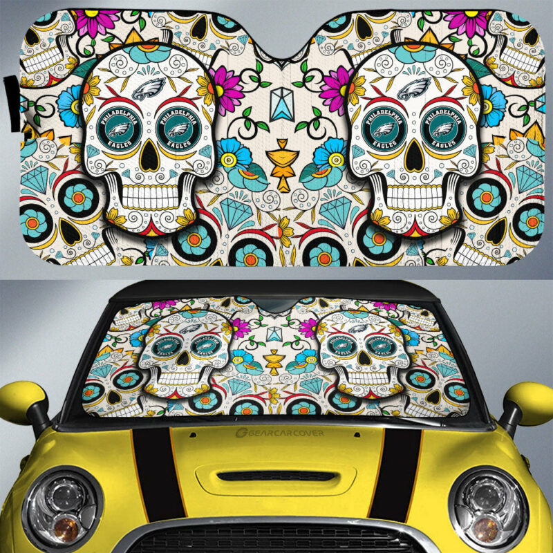 Philadelphia Eagles Car Sunshade Custom Sugar Skull Car Accessories