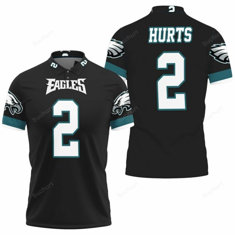 Philadelphia Eagles Jalen Hurts 2 Black Jersey Inspired Style 3D All O