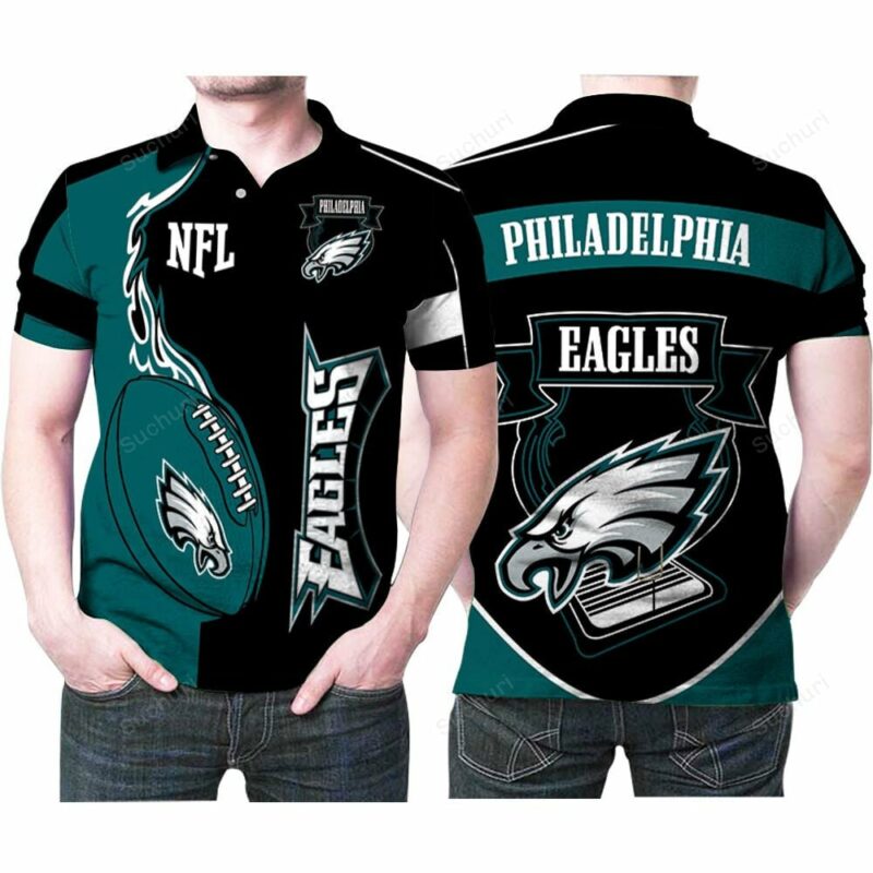 Philadelphia Eagles Logo Fire Football Eagles 3D All Over Print Polo S