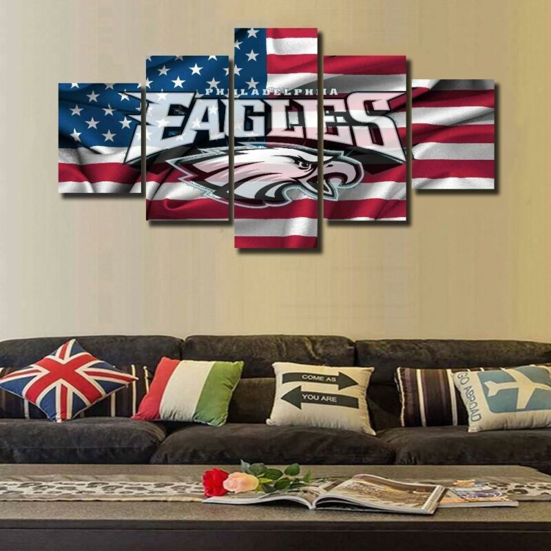 Philadelphia Eagles Logo Football – 5 Panel Canvas Art Wall Decor