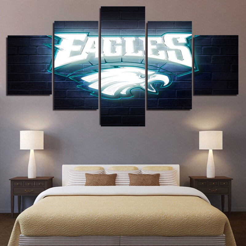 Philadelphia Eagles Neon 5 Piece Canvas Art Wall Decor - Canvas Prints Artwork