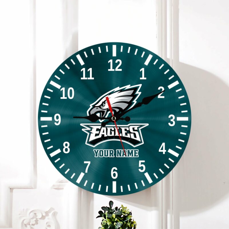 Philadelphia Eagles NFL Personalized Round Wall Clock For Home Gifts For Fans - Sportswearmerch