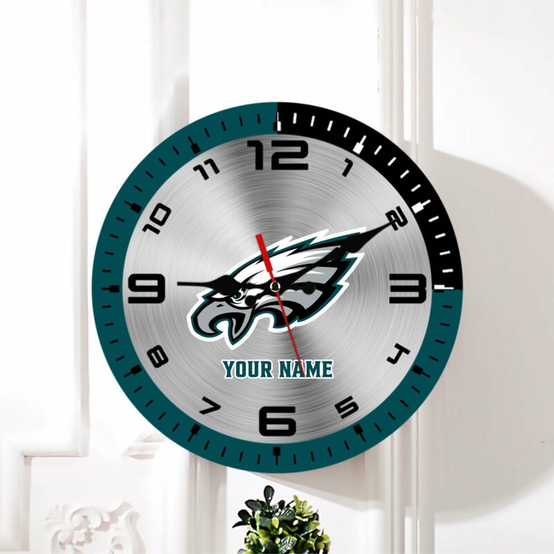 Philadelphia Eagles NFL Personalized Round Wall Clock For Home Gifts For Fans - Sportswearmerch