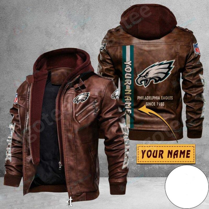 Philadelphia Eagles Personalized Leather Flight Bomber Jacket 20