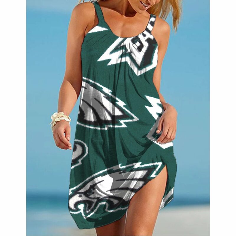 Philadelphia Eagles Printed Beach Dress For Leisure