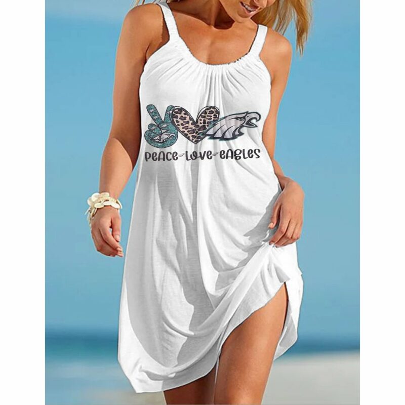 Philadelphia Eagles Printed Beach Dress For Leisure