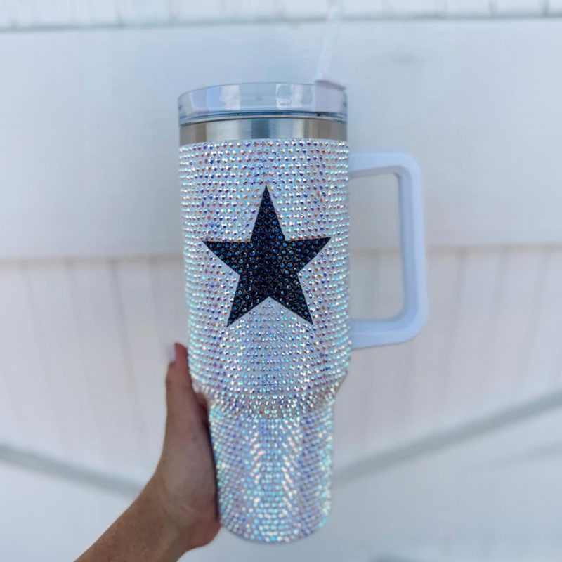 Rhinestone Bling Dallas Cowboys NFL Custom Stanley Cup 40 oz 30 oz Tumbler With Handle | StormMerch