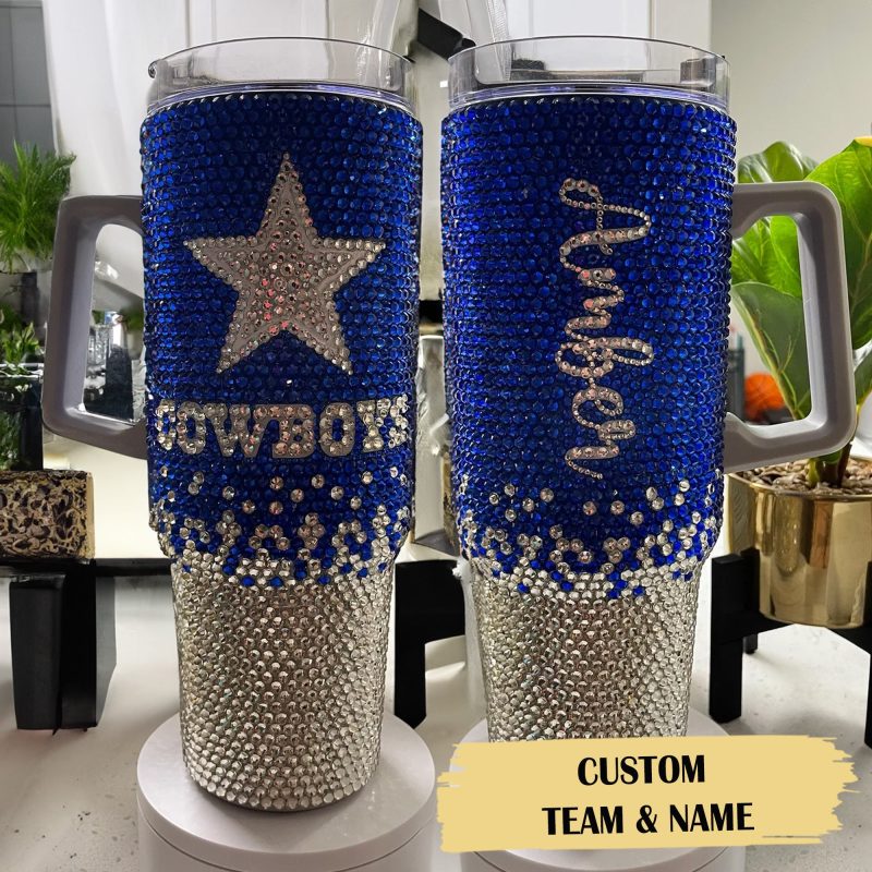 Rhinestone Bling Dallas Cowboys NFL Custom Stanley Cup 40 oz 30 oz Tumbler With Handle | StormMerch