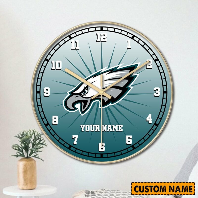 Sportswearmerch Philadelphia Eagles New Personalized Plastic Wall Clock Collection for fans - Sportswearmerch