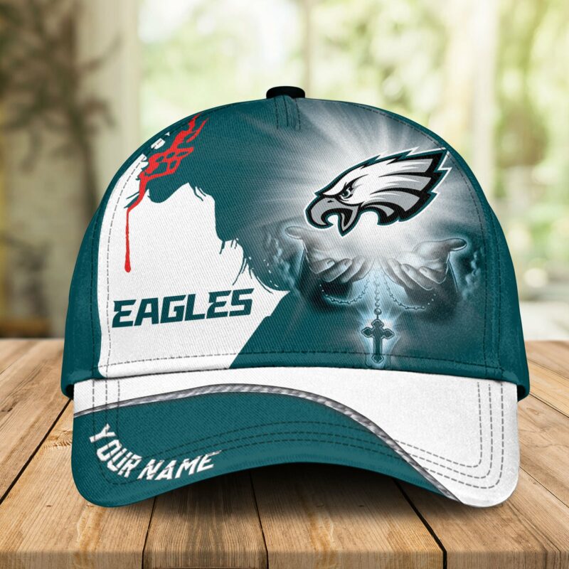 Sportswearmerch Philadelphia Eagles NFL Custom Name Jesus Hand Cap Gifts For Fans - Sportswearmerch