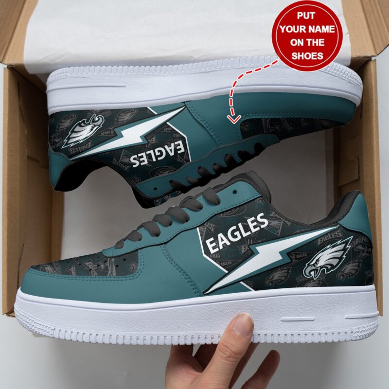 Philadelphia Eagles Lightning Custom Name Air Force 1 Shoes Sneakers