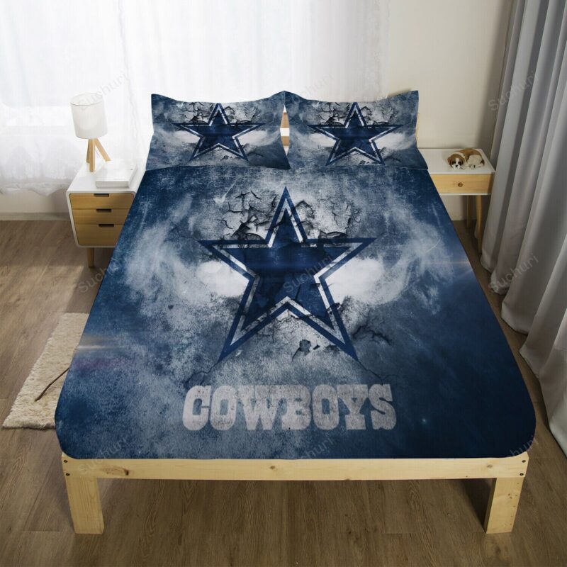 Dallas Cowboys Crack Logo 3PCS Bedding Set Duvet Cover And Pillow Case