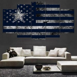 Dallas Cowboys Flag Logo 2 Football – 5 Panel Canvas Art Wall Decor