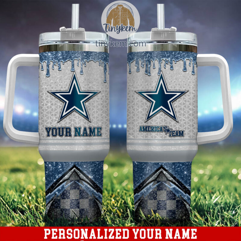 Dallas Cowboys Glitter NFL Custom Stanley Cup 40 oz 30 oz Tumbler With Handle | StormMerch