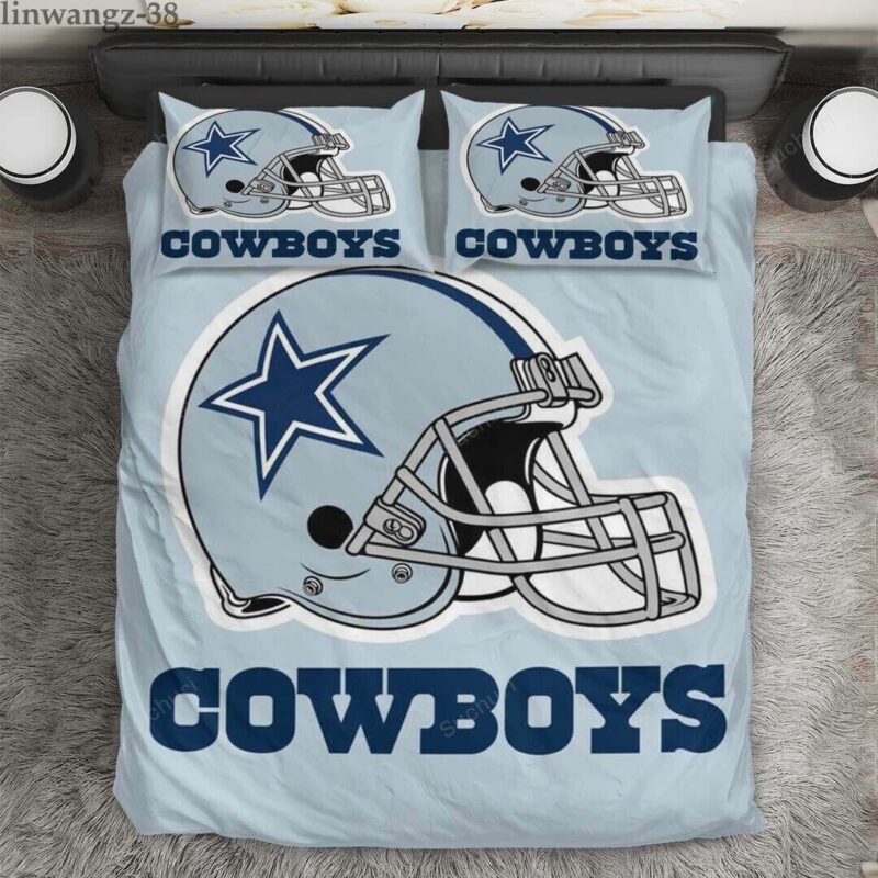 Dallas Cowboys Helmet 3 Logo 3PCS Bedding Set Duvet Cover And Pillow C