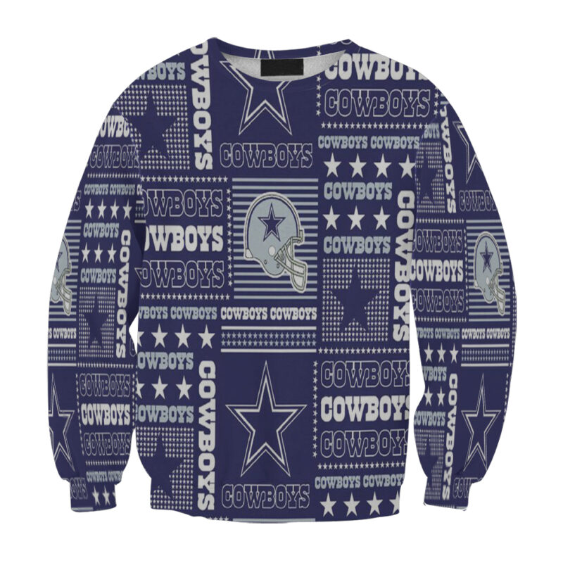 Dallas Cowboys Helmet Star Text Gift For Fan 3D Full Printing Sweatshirt
