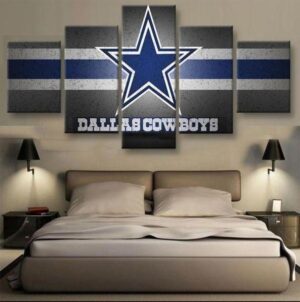 Dallas Cowboys Logo Football – 5 Panel Canvas Art Wall Decor