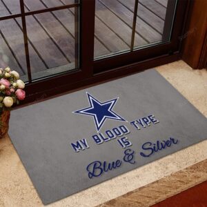 Dallas Cowboys My Blood Type Foldable Doormat Indoor Outdoor Welcome M