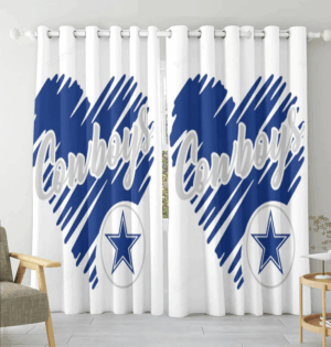 Dallas Cowboys Navy Heart Cowboys Blackout Window Curtain 2 Panels For