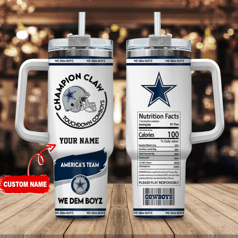 Dallas Cowboys NFL Champion Claw Custom Stanley Cup 40 oz 30 oz Tumbler With Handle | StormMerch