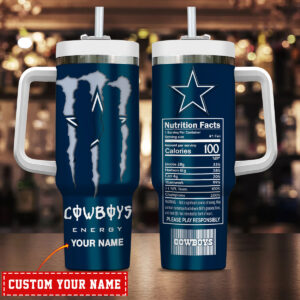 Dallas Cowboys NFL Energy Nutrition Facts Custom Stanley Cup 40 oz 30 oz Tumbler With Handle | StormMerch