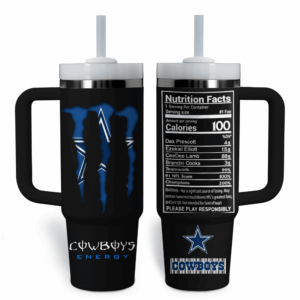 Dallas Cowboys NFL Energy Nutrition Facts Custom Stanley Cup 40 oz 30 oz Tumbler With Handle | StormMerch