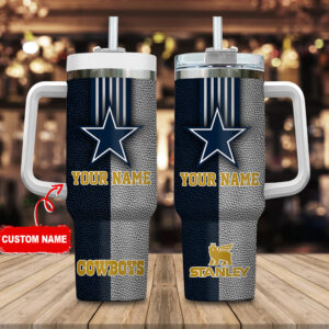 Dallas Cowboys NFL Leather Effect Custom Stanley Cup 40 oz 30 oz Tumbler With Handle | StormMerch