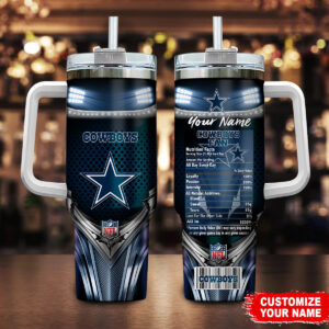 Dallas Cowboys NFL Nutrition Facts Custom Stanley Cup 40 oz 30 oz Tumbler With Handle | StormMerch