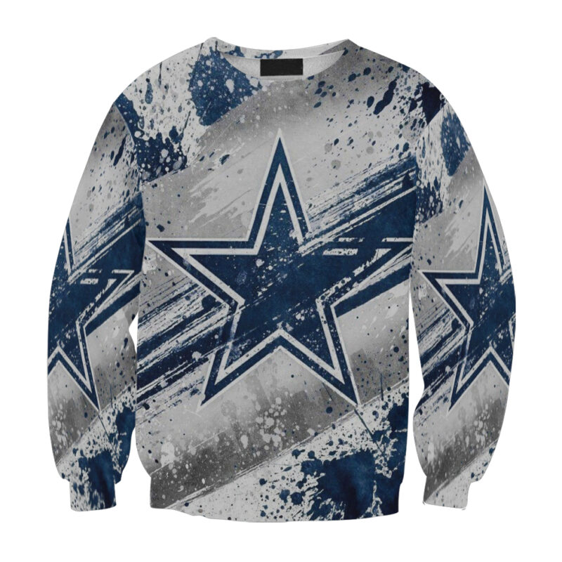 Dallas Cowboys Painting Gray White Star Gift For Fan 3D Full Printing Sweatshirt